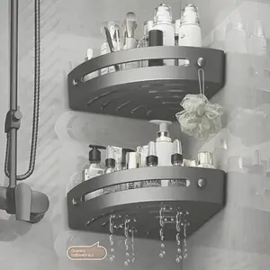 1Pc Triangle Storage Shelf, Bathroom Shower Shelf, Wall Mounted Storage Shelf, Bathroom Kitchen Storage Basket, Bathroom Accessories