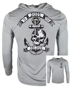 Closeout - Unisex Silver Hooded Anchor UV Long Sleeve