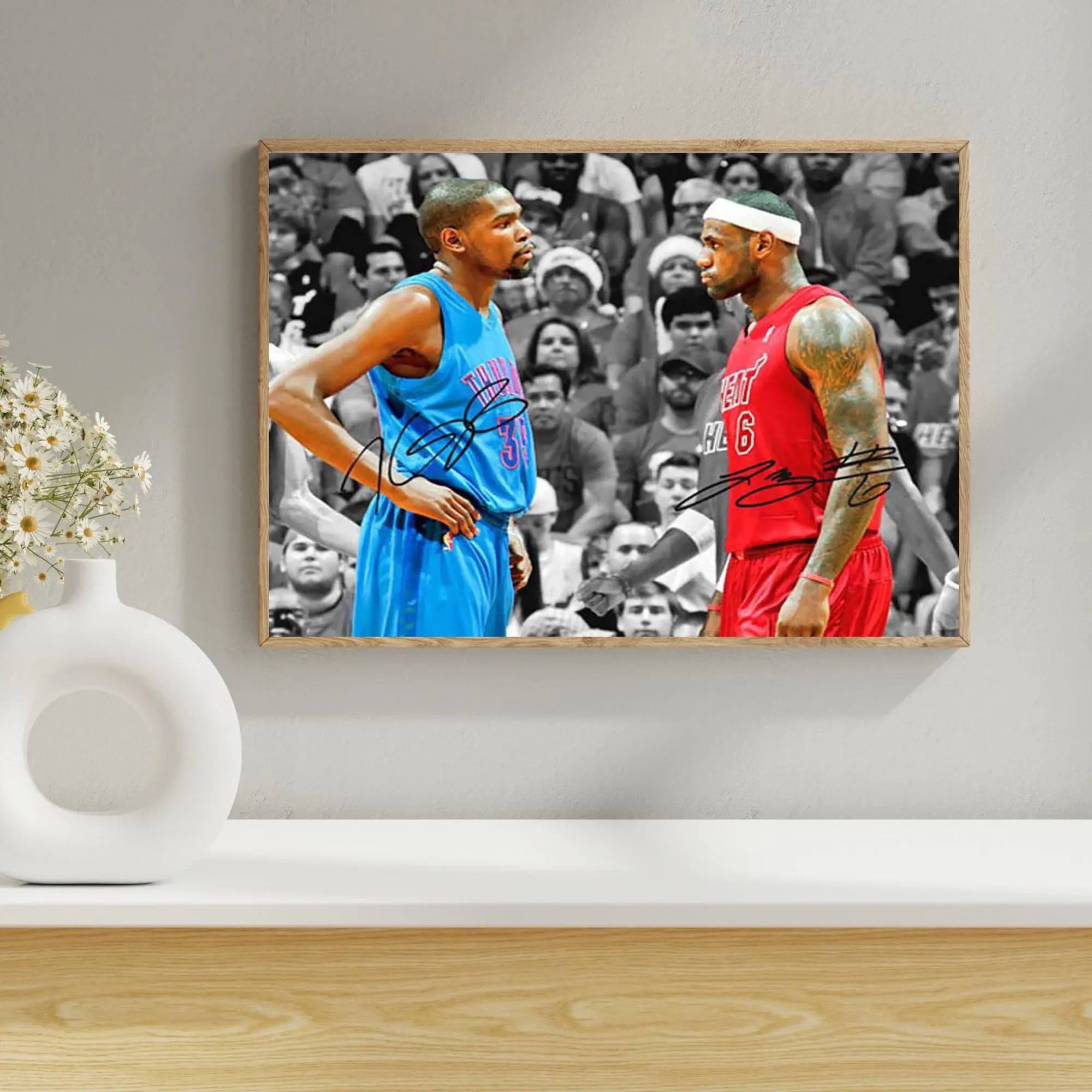 LeBron James Kevin Durant Signed Basketball Poster, Gift For Fans ( Unframed - Print Only )