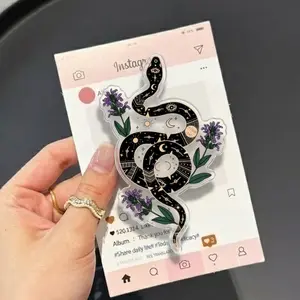 Moon Floral Snake MagSafe Phone Grip, Horror Aesthetic Magnetic Phone Holder, Kawaii Scary Fan Gift , Kindle Accessories sticky Baby mount Library Card Flower-Shaped Multi-Functional Stand Universal Car Double-Sided Octo Adjustable Portable Monitor
