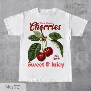 Retro Cherries Commercial Graphic Shirt, Vintage Cherry T-Shirt, Unisex Cotton Tee, Y2K Style Tshirt, Cool Gift For Him & Her Top Womenswear T-Shirt For Men And Women
