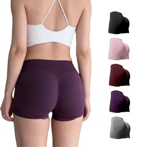 2-Piece Set Women's 3" Mid-Rise Butt-Lifting Seamless Yoga Shorts, Spring Summer Sculpting Gym Booty Bottoms