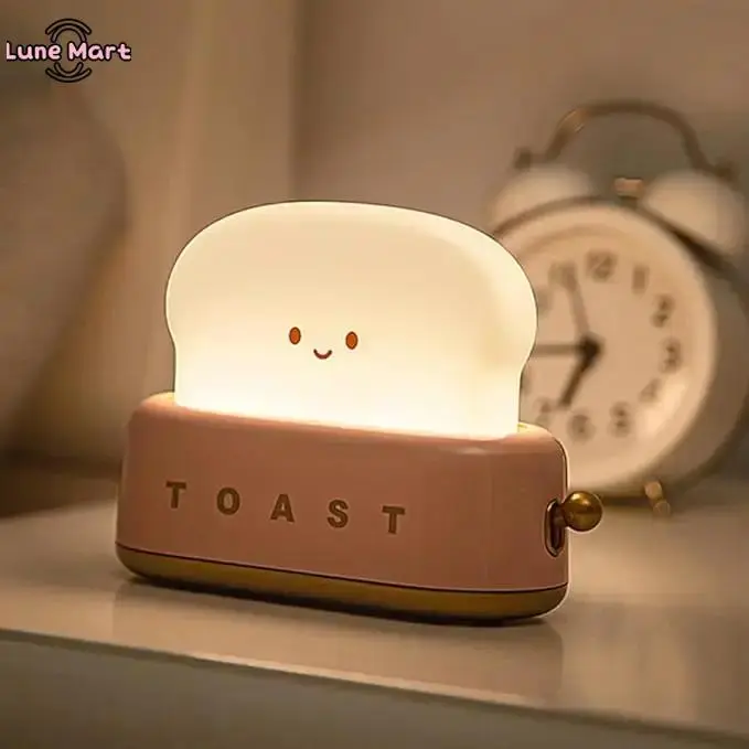 Cute Toast Bread LED Table Lamp for Kids, Rechargeable Night Light with Timer - Playful LED Decoration for Cozy Bedroom Lighting, Lamp With Timer, Cozy Lighting, Decorative Lights