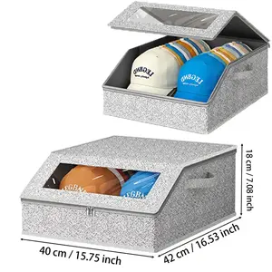 Large Capacity Baseball Cap Storage Box, Holds 24/48 Hats, Fabric Material, Zipper Closure, Foldable, Ideal for Home Organization, Display Box, Foldable Storage Boxes