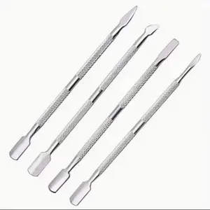 Set of 4 Stainless Steel Dual-Head Callus Pusher Remover, Dead Skin Removal, Cleaning, Nail Art Care, Manicure Tools Set