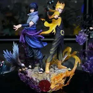 23cm Naruto Shippuden Figurine Naruto Uzumaki Uchiha Sasuke Japanese Anime PVC Action Figure Toy Statue Collection Model Doll