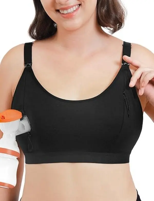 HOFISH Women's Maternity No-Underwire Bras - Nylon Blend, 3-Layer, A-D Cup, Zipper, Gentle Support, Adjustable Band, Seamless Fit, Strong Hold (2.5-5x Stronger Hold), Daily Wear
