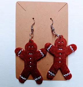 gingerbread man resin earrings