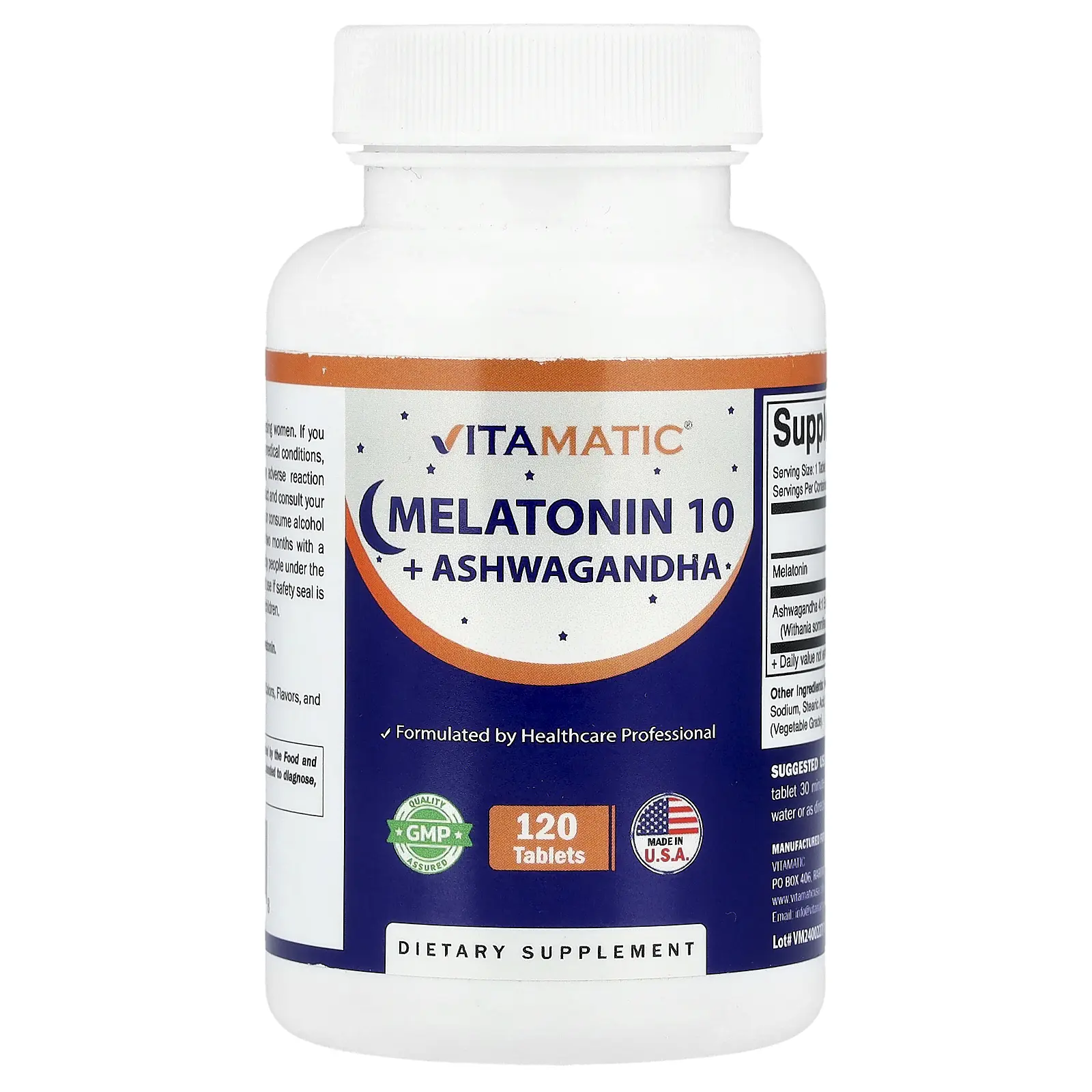 Vitamatic Melatonin 10 + Ashwagandha,  120 Tablets