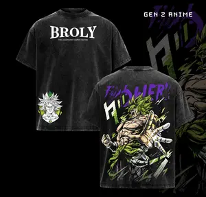 Broly The Legendary T-Shirt Anime Vintage Washed Graphic Tee DBZ Streetwear Heavy Cotton Shirt for Anime Fans Men Women Gym Pump Cover
