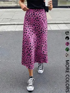 Women's Leopard Print Midi Dress, High Waist Design, Multiple Colors Available, Perfect for Casual and Street Style, Retro Fashion