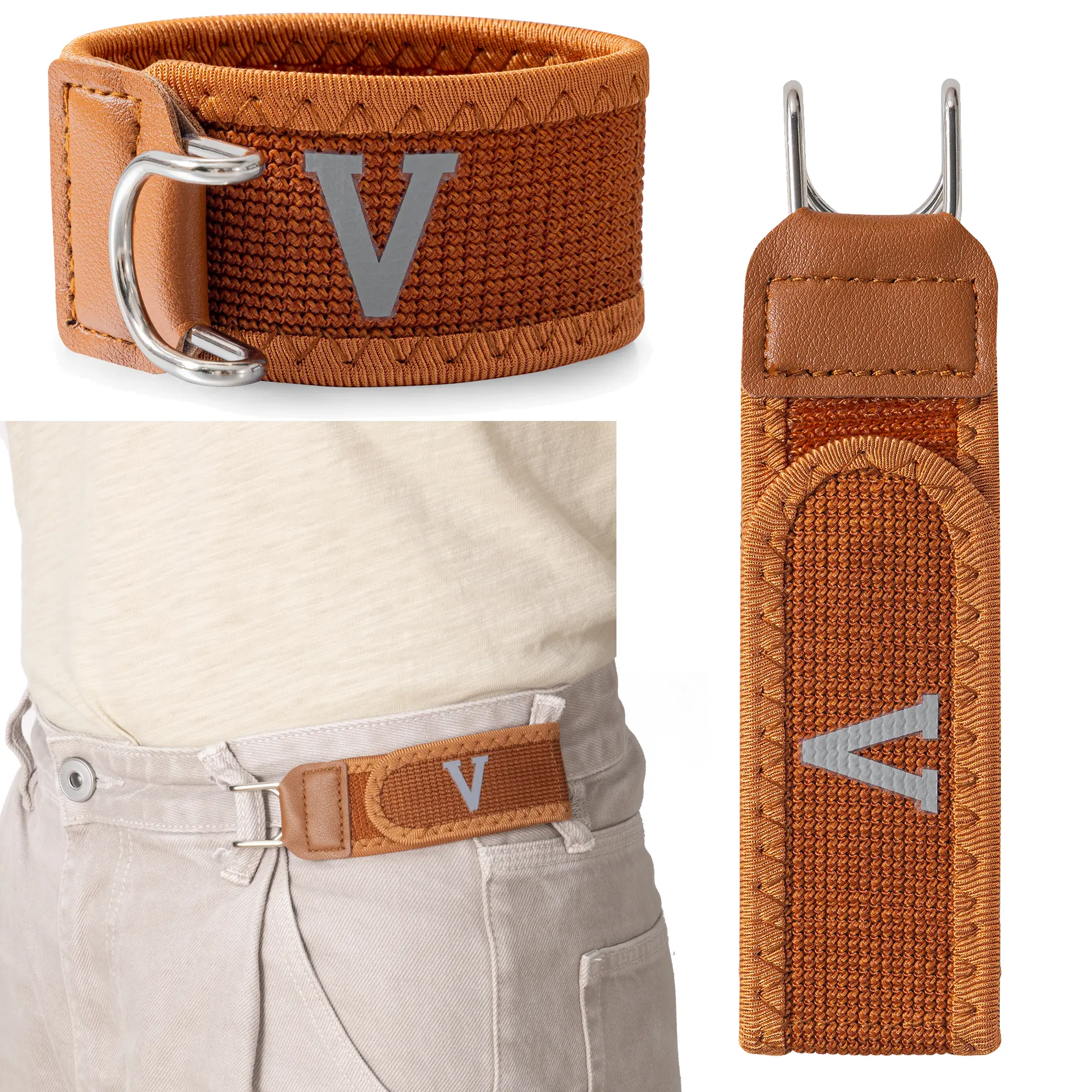 RYNEOCES Unisex Adjustable Buckleless Elastic Belt - 1.5" Loops, Elastic Webbing, Invisible Stretch, Tactical Metal Hook, Comfort Fit for EDC Daily Carry, Unisex Fit, Belts, Elastic Waist Belt, Belt Without Buckle