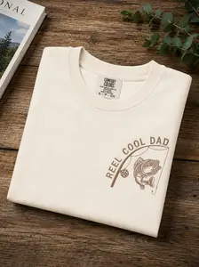 Reel Cool Dad Embroidered Tee, Fathers Day Gift, Mens Comfort Colors T Shirt, Fishing Lovers Shirt, Cool Gift for Dads