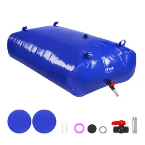 VEVOR 540L/142.7 Gallon Water Storage Bladder,  RV Water Tank, 1000D Blue PVC Collapsible Water Storage Containers, Large Capacity Soft Water Bag, Portable Water Bladder, Fire Prevention, Camping