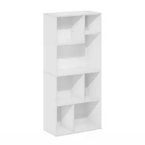 DALY Modern 7-Cube Asymmetrical Stackable Bookshelf - Irregular Compartment Storage Unit, 9.4x18.9x42.1in, for Living Room, Bedroom, Books Organizer