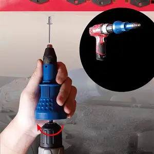 Pneumatic Rivet Gun Attachment, Electric Drill Adapter for Nut Riveting & Core Removal, Durable Hardware Tool Accessory