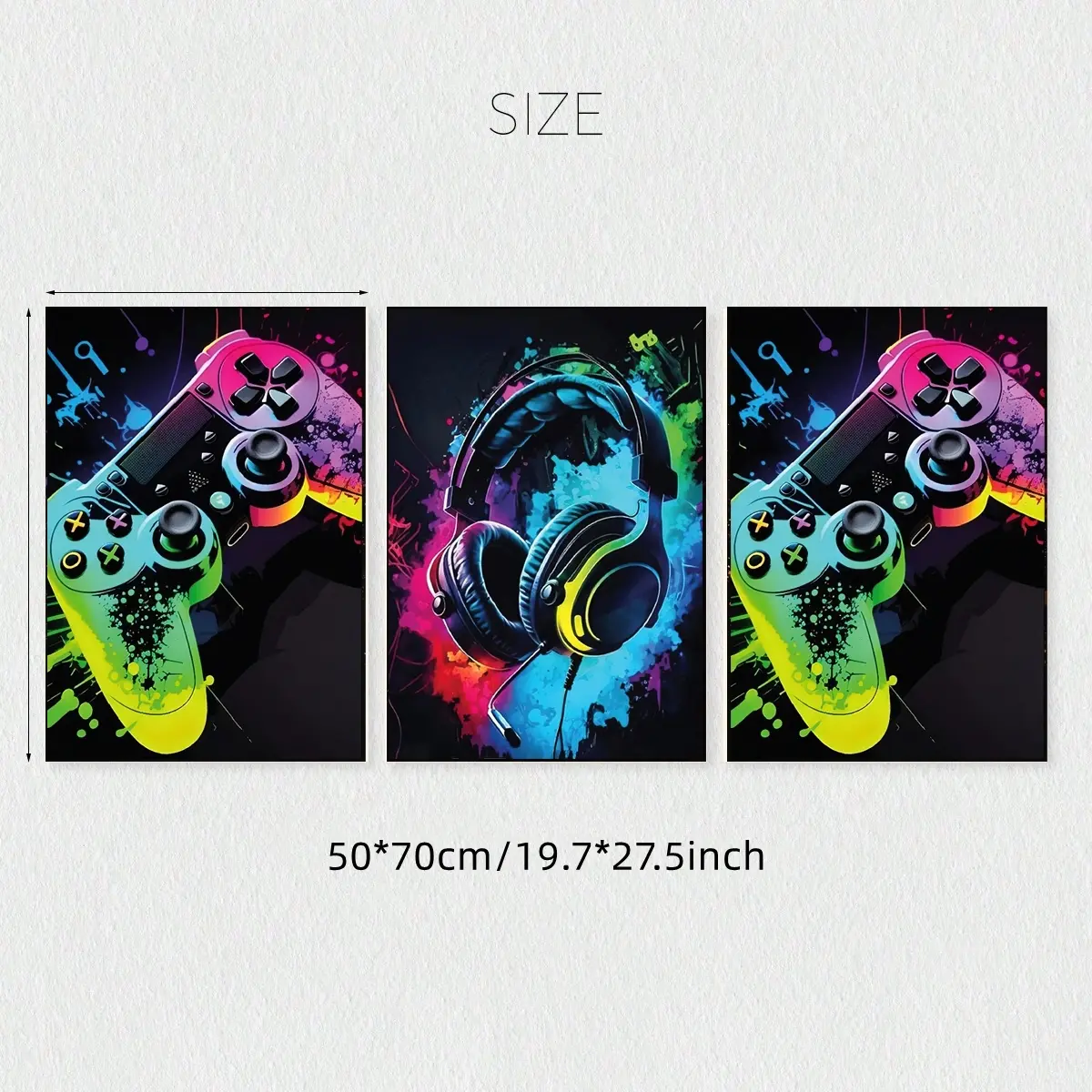 3pc 2D Flat Canvas Poster, Gamer display picture 1