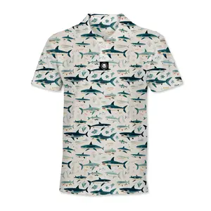 Hooligan Daddy Shark Polo Shirt - Standout Performance Quick-Dry Golf Polo Shirts for Men