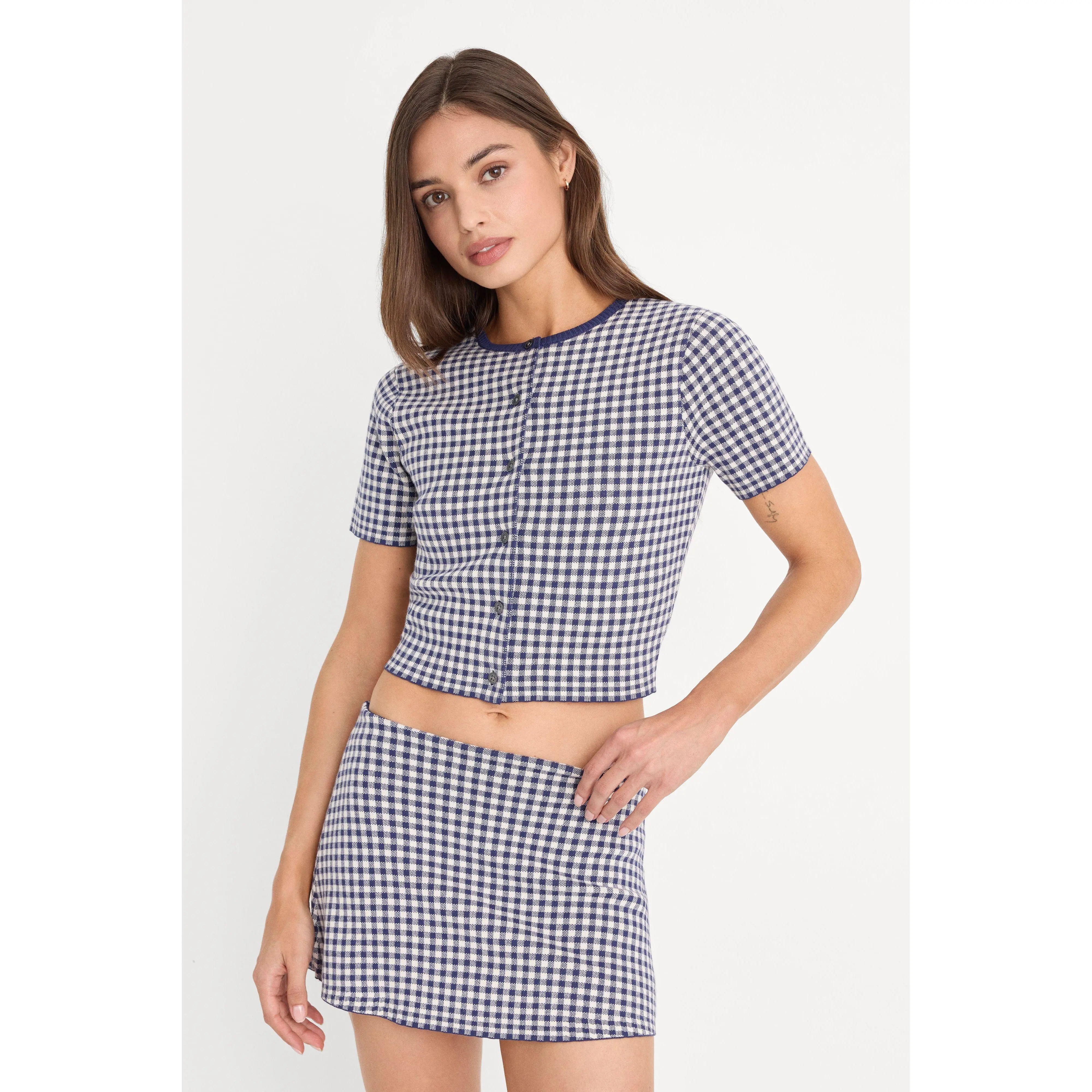 THE KEEPSAKE CARDIGAN | NAVY GINGHAM