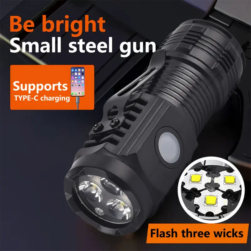 Mini Rechargeable USB Triple LED Flashlight (5/10pcs) - Compact, Portable Lighting for Camping, Hiking (Sports & Outdoor Lights & Lanterns)