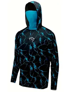 Men's Fishing Hoodie, UPF 50+ Sun Protection Fishing Hooded Top, Long Sleeve Hooded Top for Men, Outdoor Fishing Clothing
