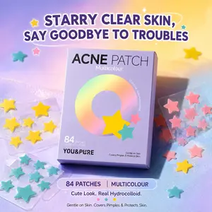 YOU&PURE 84 Count Star-Shaped Pimple Patches for Face, Multicolour Hydrocolloid Acne Patch, Cute Spot Stickers for Covering Cheeks, Forehead, Chin Blemishes & Breakouts, All Skin Types， #Summervibes