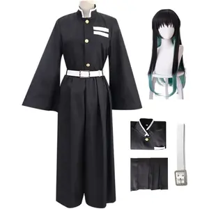 New Anime Demon Slayers Kimetsu No Yaiba Tokitou Muichirou Cosplay Costumes set Kisatsutai Uniform Wig Halloween Party Costume Menswear Clothes