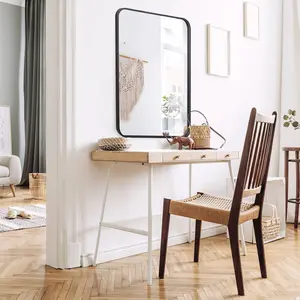 JupiterForce Rectangle Wall-Mount Mirror with Metal Frame for Entryway and Makeup, Black Frame