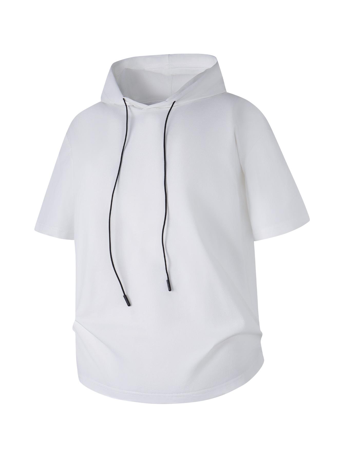 Men’s short-sleeve hoodie, quick-dry ice cool breathable hooded T-shirt, loose-fit casual athletic top for gym workouts and everyday wear