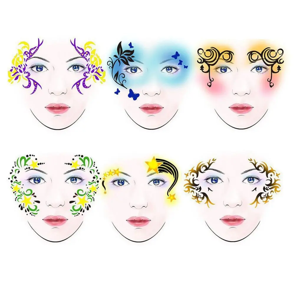 SoarUp Face Paint Stencils, 7styles/set Reusable Body Painting Template Flower Butterfly Facial Design Perfect for Parties, Christmas, Halloween, Carnivals, School & Church Events