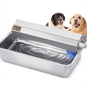 Large 6L Stainless Steel Automatic Square Dog Water Bowl Indoor & Outdoor Use Wall Mount or Floor Standing for Dogs Poultry Cattle Horses Livestock Easy to Clean (Hose Not Included)