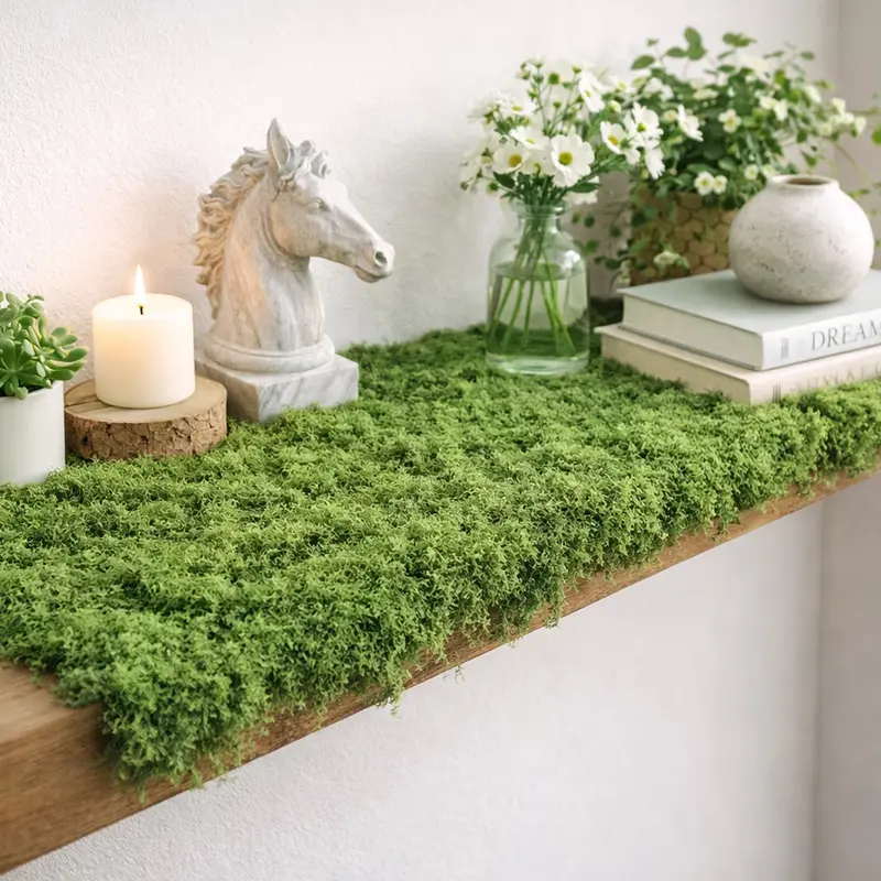 Eco-Win Sustainable Nylon Artificial Moss Mat (19.7x39.37in) - Outdoor-Ready Decorative Plant Accessories, Casual Artificial Plants for Wall/Tabletop, Anniversary Nature Landscape Accents