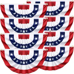 American USA Pleated Half Fan Bunting Flags 5 x 3 Feet Bunting Flags Outdoor Patriotic Half Fan Banner Flag for Memorial Day Fourth of July...