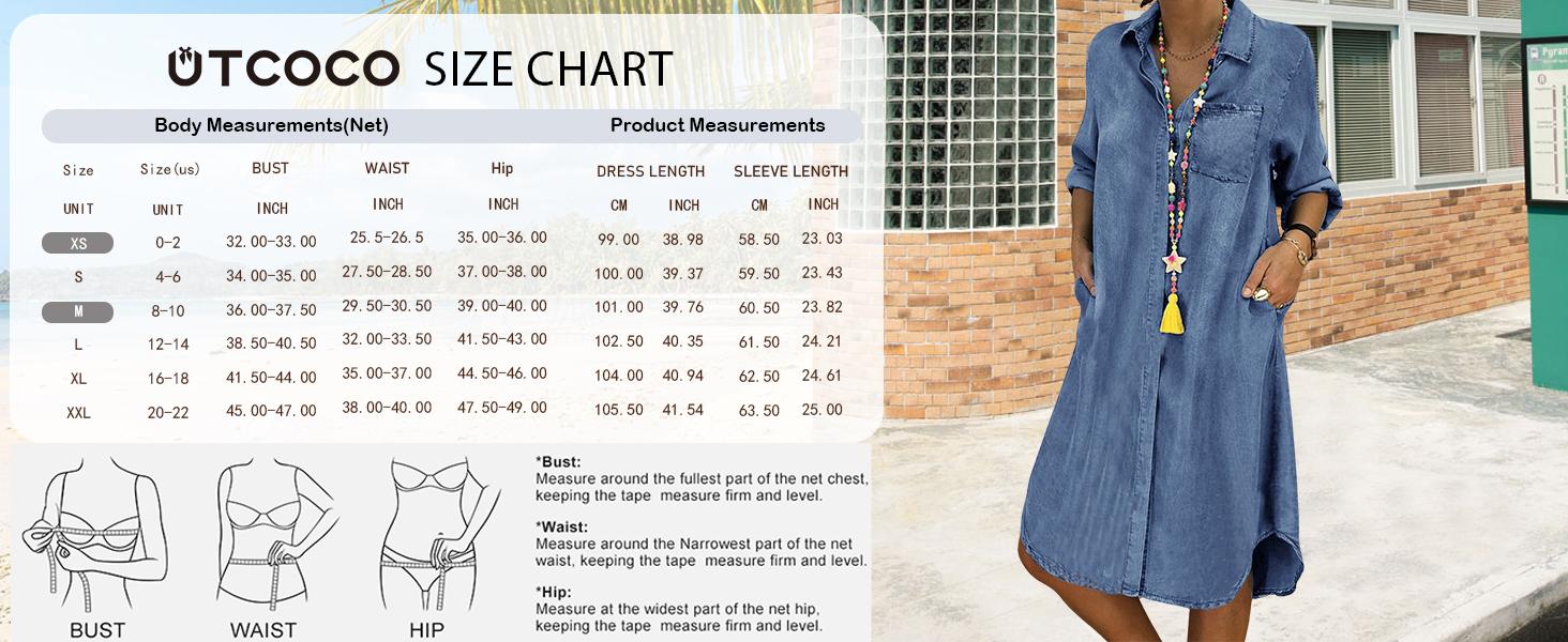 utcoco Denim Dress for Women 2026 Casual Loose Long Sleeve Classic Vintage Button Down Jean Shirt Dresses with SpringStatements