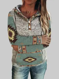 Women Hoodies Casual Button Down Sweatshirt Drawstring Long Sleeve Pullover Fall Winter Clothes with Pockets