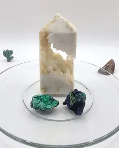 Mayhem Canyon Mineral Co. Azurite & Malachite Specimens - XL Blue Drusy Azurite, Green Malachite with Azurite Drusy, WYSIWYG Natural Gemstones for Decor and Crystal Grids