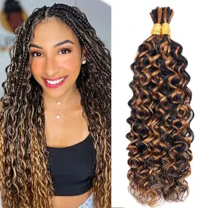 Human Braiding Hair Water Wave Bulk Human Hair For Braiding 100g (1pack-2bundles) No Weft 100% Unprocessed Human Braiding Hair For Boho Braids Water Wave Micro Braiding Human Hair 16inch