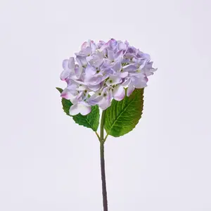 Real Touch Lavender Purple Garden Hydrangea Bloom Single Stem Faux Floral Spray - 18