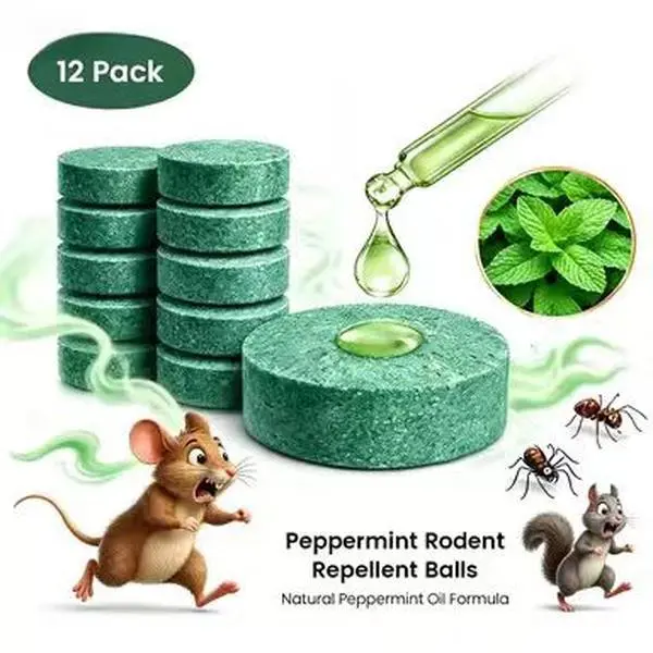 Mouse Rodent Repellent Balls, 12 PCS Peppermint Oil Mouse Traps for Rat Mice, Ant, Roach, Squirrel - Nature Mouse Repellent for Indoor Outdoor Use, for Garden & Home, Family & Pet Safe