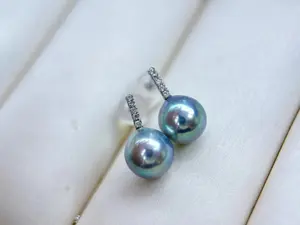 Black Tahitian natural seawater pearl customized earrings