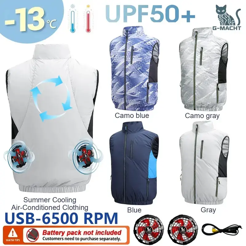 NEWS USB 12V/5V 4Fan Couples Summer Breathable Cooling Vest Sleeveless Fan Air Conditioner Jacket Heat Resistant Outdoor Workwea