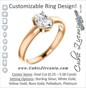 Cubic Zirconia Engagement Ring- The Myaka (Customizable Oval Cut Solitaire with Medium Band)