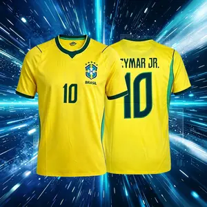 2026 Brazil National Home And Away Yellow And Blue Neymar Vini Raphinha Short Sleeve Soccer Jersey Fans Version