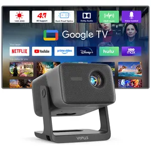 【1400 ANSI Google TV Smart Projector 】Supports 4K with WiFi and Bluetooth, VOPLLS Outdoor Projector with Dolby Audio & Auto Focus, Portable Movie Projector for Bedroom & Home