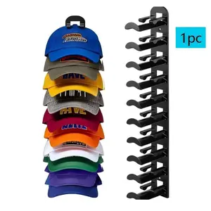 Hat Hook for Wall 1/2 Pack Hat Spring Picks Organizer Holds Up to 10/20 Hats with Strong Adhesive and 8 Screws Cap Holder for Closet Door and Bedroom Black - Decor Home Organizer Hook