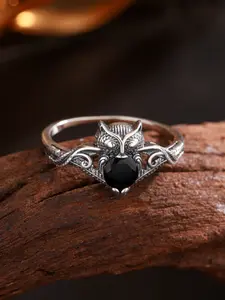 Halloween Dark Gothic Jewelry, Vintage Owl Ring with Artificial Zircon, Unique Alternative Gemstone Ring for Women, Designer Style, Gothic Theme Ring