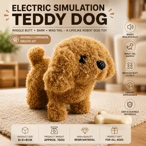 Interactive Plush Walking Dog Toy, Electronic Teddy Puppy with Barking Sounds, Wagging Tail & Wiggle Dance Action for Kids