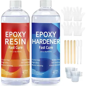 Clear Epoxy  Kit 16oz, Bubble-Free, Anti-Yellowing, Self Leveling Easy Mix 1:1 Coating and Casting  for Table Top, Molds, Tumbler Crafts, Painting, , DIY Gifts