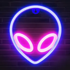 Alien Neon Sign - Cool LED Wall Decor with On/Off Switch for Bedroom, Gaming Room & Aesthetic Spaces Alien Neon Sign - Cool LED Wall Decor with On/Off Switch for Bedroom, Gaming Room & Aesthetic Spaces