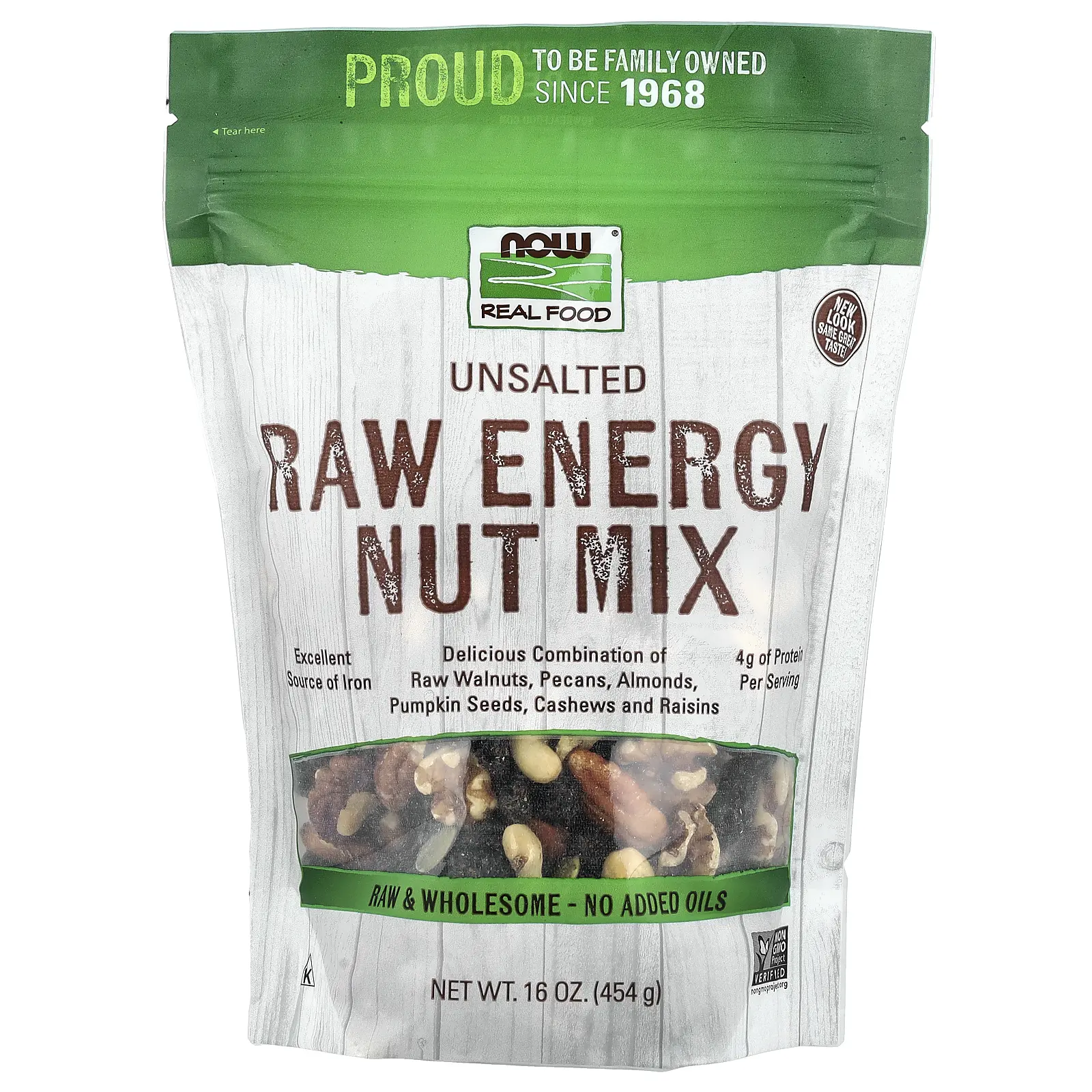 NOW Foods Real Food, Raw Energy Nut Mix, Unsalted, 16 oz (454 g)